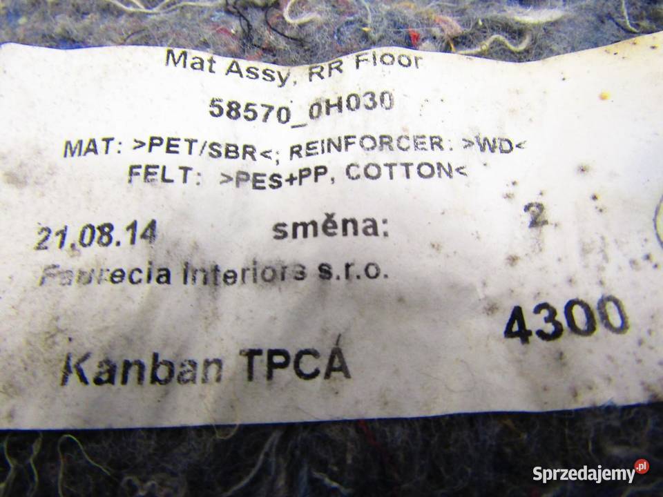 WYKŁADZINA BAGAŻNIKA TYLNA TYŁ CITROEN C1 II 108