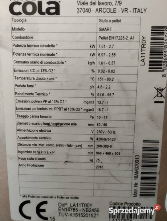 Sprzedam Piec na pelet 7kw cola Bolesławiec