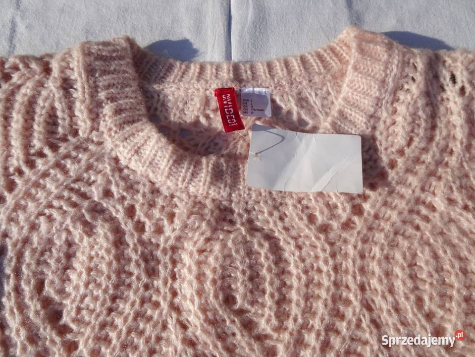 HM Ażurowy Sweter NOWY Pudrowy 40 L