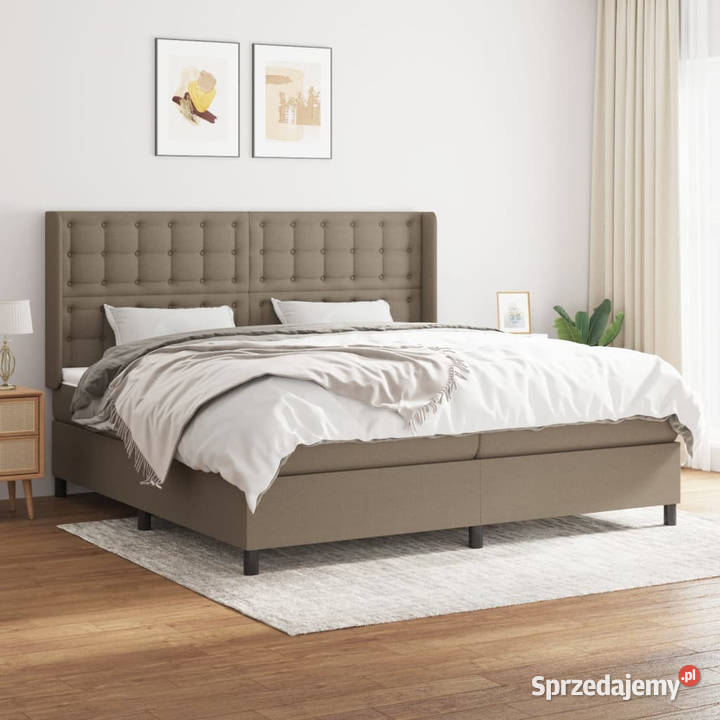 Łóżko kontynentalne z materacem taupe tkanina 203cm Warszawa