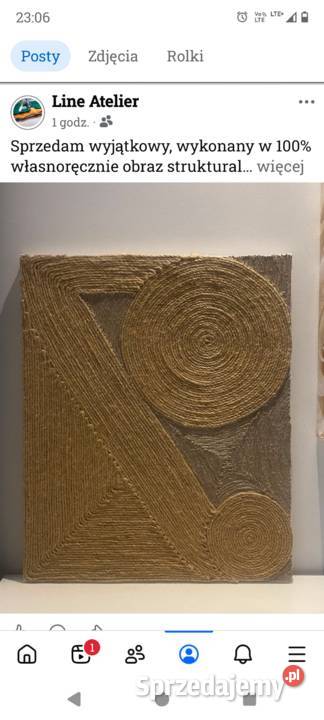 Nowoczesny Obraz Strukturalny ze Sznurka Jute Lublin