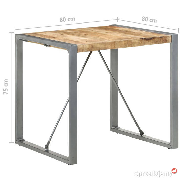 Stół jadalniany 80 x 80 x 75 surowe drewno mango Warszawa