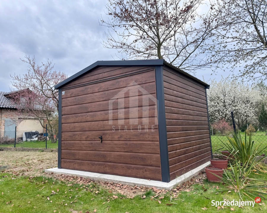 Garaż blaszany 3x3m brama uchylna drewnopodobny Toruń