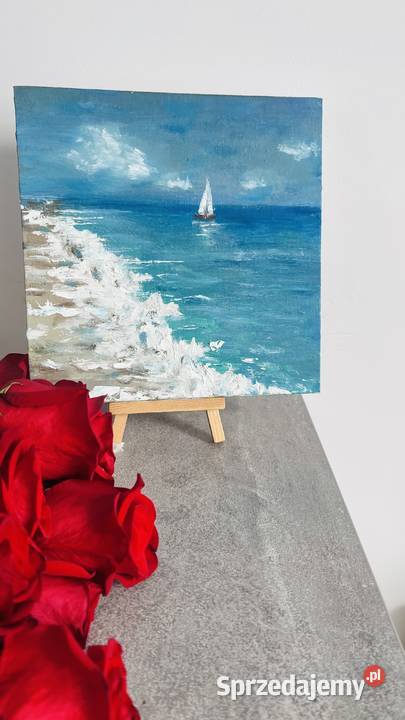 MorzeOlejObraz 20x20 z ramą niebieski Zielona Góra sprzedam