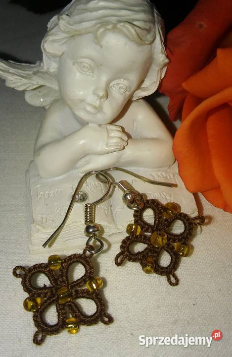 Kolczyki frywolitkowe małopolskie Wiśniowa sprzedam