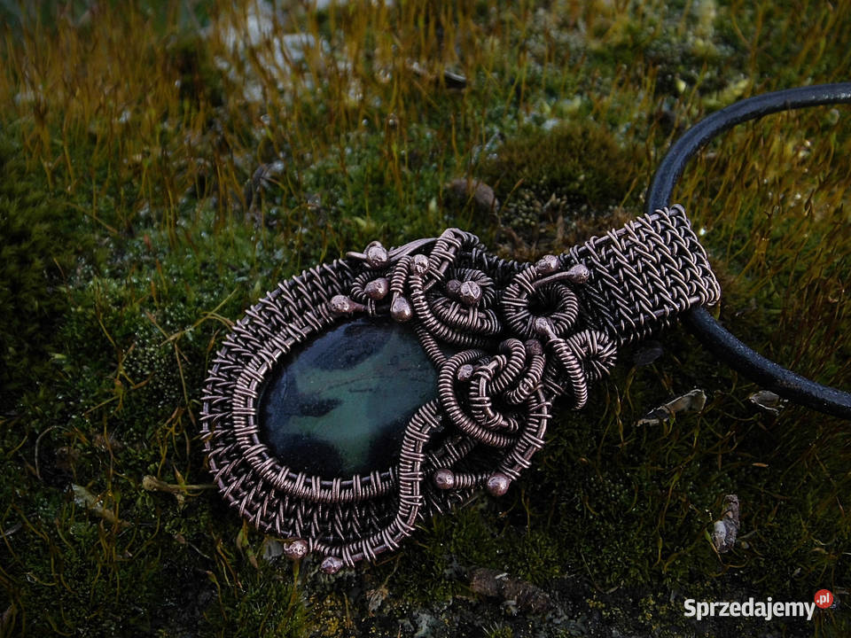Wisiorek jaspis kambaba miedź wire wrapping Kraków