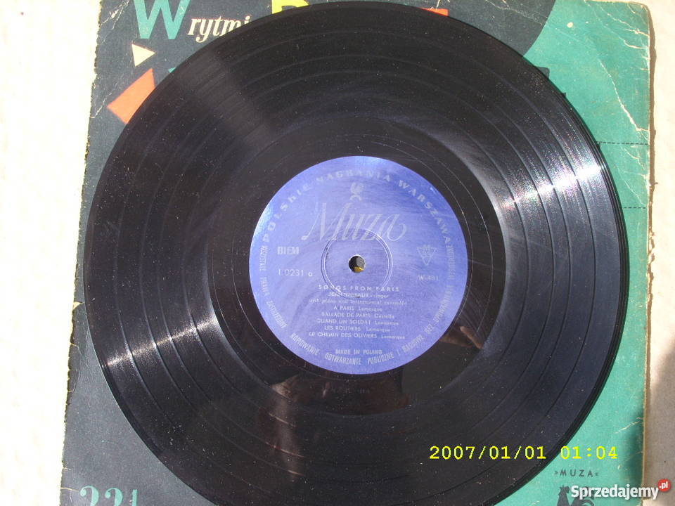 WINYL SONGS FROM PARIS MUZA 10 33 OBROTY dolnośląskie Wołów sprzedam