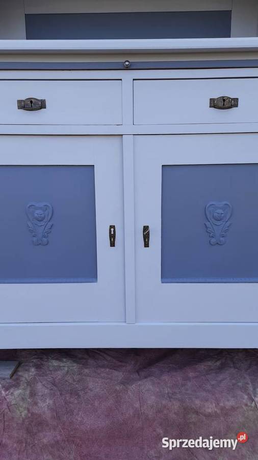 stary kredens odnowiony szary shabby chic 227.5cm Stepnica