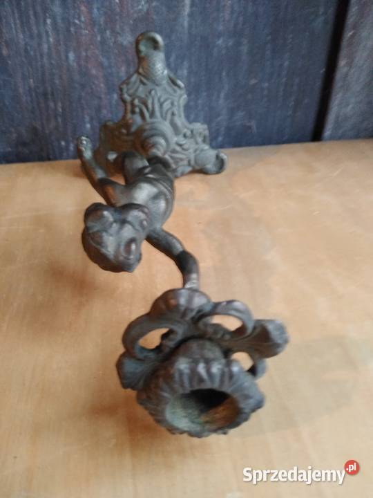 Stary mosiężny świecznik zabytek PRL starszy Dąbrowa Górnicza