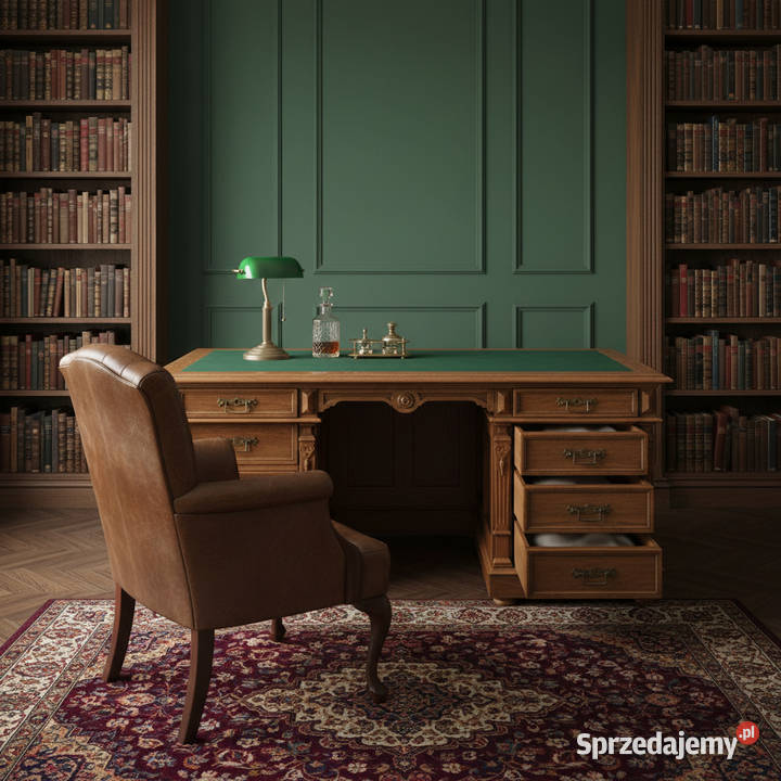 ANTYCZNE BIURKO DĘBOWE lata 30 styl eklektyczny 156cm Kalisz