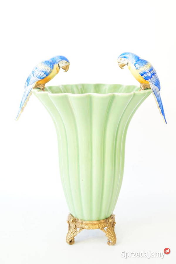 Porcelanowy wazon z papugami papugi porcelana z Gizałki