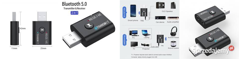2w1 odbiornik nadajnik BT 50 jack 35mm USB Bydgoszcz