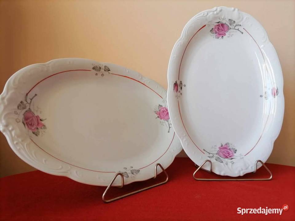 Dwa Półmiski Róże Różowe Wawel PRL