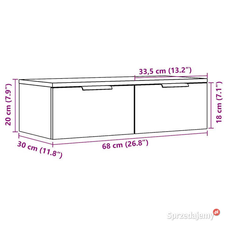 Szafka wisząca stare drewno 68x30x20 WM856983 Warszawa