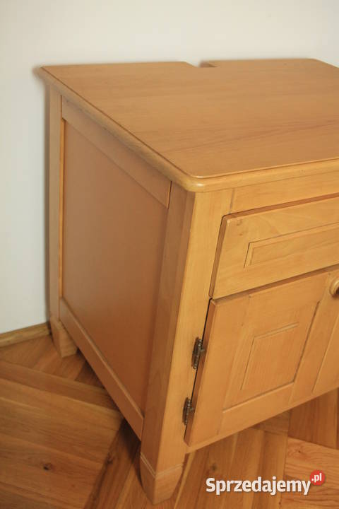 Piękny stolik dębowy narożny z szufladami 60cm Pszczyna