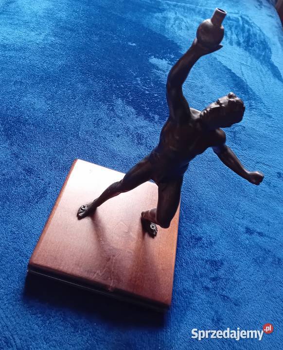 Figurka z brązu art deco olimpijczyk podstawa Antyki, Sztuka, Kolekcje Koźminek