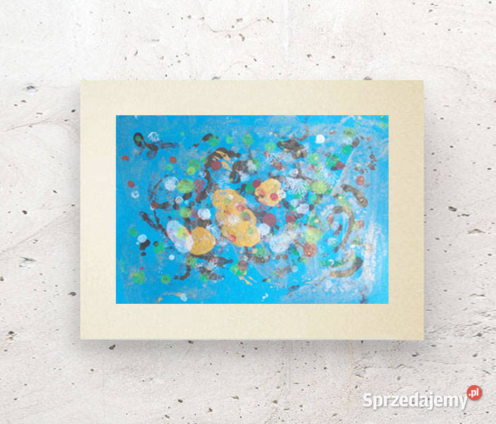 złoto niebieska abstrakcja nowoczesny rysunek do Warszawa