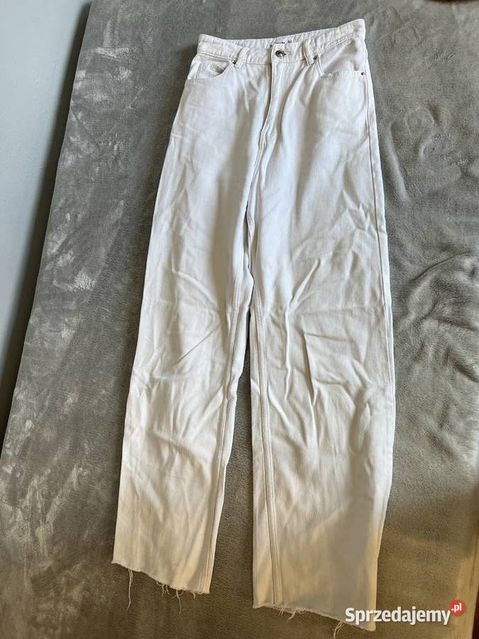 Szerokie spodnie jeansy dżinsy wide leg białe biały Jasło