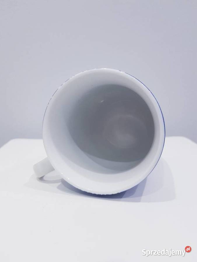 Kubek ceramiczny z imitacją haftu niebieski Dąbrowa Górnicza