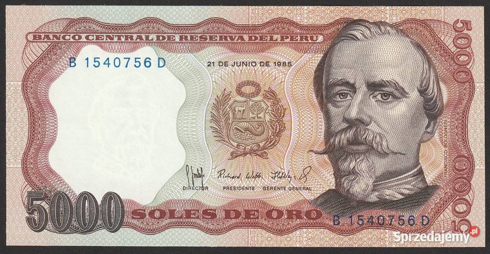 PERU 5000 SOLES 1985 UNC łódzkie