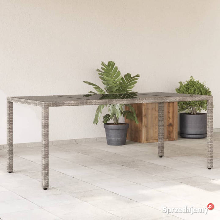 Stół ogrodowy ze szklanym blatem szary 190x90x75 Warszawa sprzedam