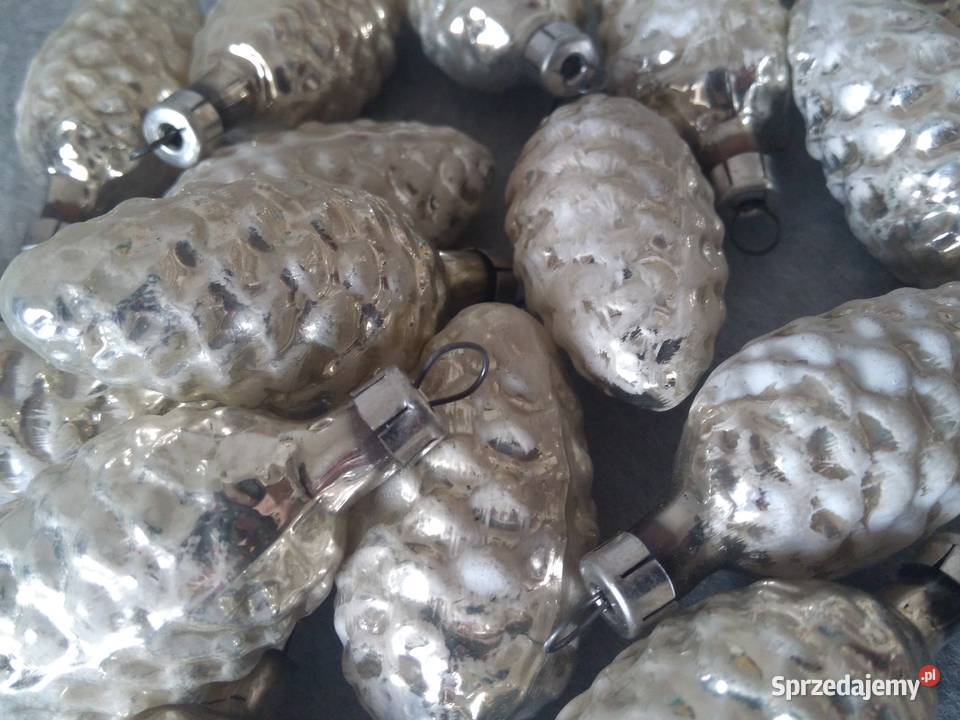 Bombki choinkowe Szyszki srebrne białe 6 19 PRL Pozostałe mazowieckie Warszawa sprzedam