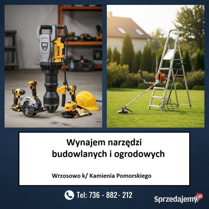 Wynajem narzędzi budowlanych i ogrodowych Dowóz Wrzosowo