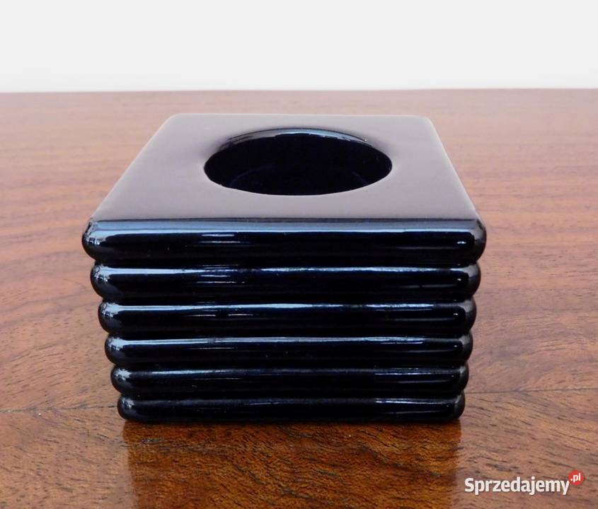 Świecznik świeczniczek z kamionki czarny Dekoracje i ozdoby