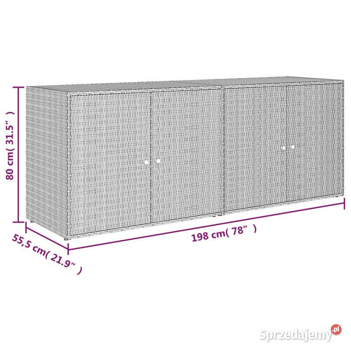 Szafka ogrodowa szara 198x555x80 rattan PE Warszawa