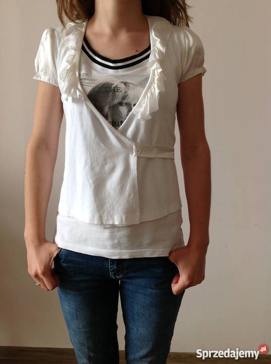 Bluzka biała z falbankami Inny materiał Częstochowa