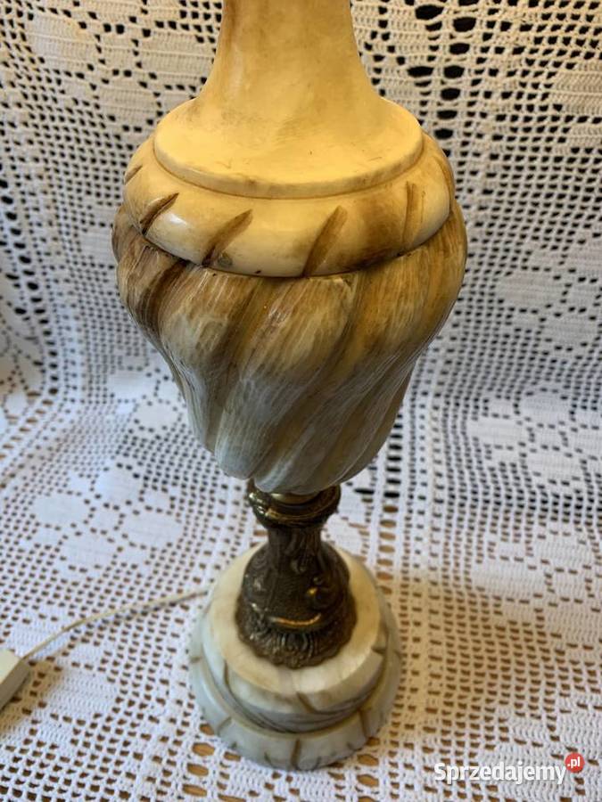 Stara elegancka duża lampa mosiądz kamień