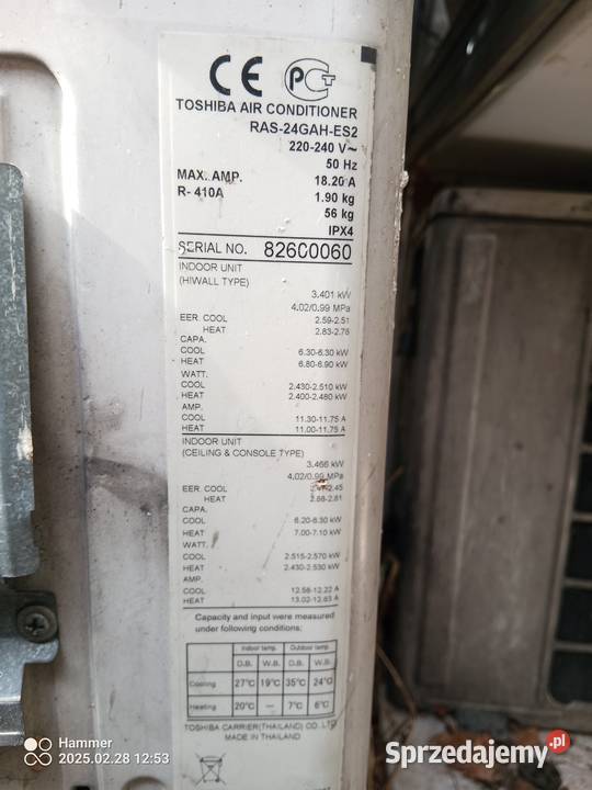 klimatyzatory używane z demontażu różne Wręczyca Wielka