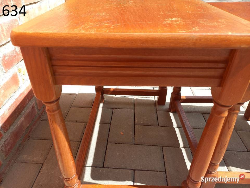 Stolik kawowy dębowy kwietnik Komplet stolików 3 Gawroniec