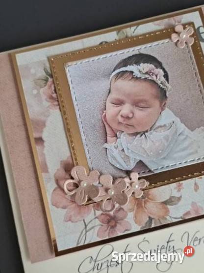 Kartka w kopercie okazji chrztu urodzin Strzebiń