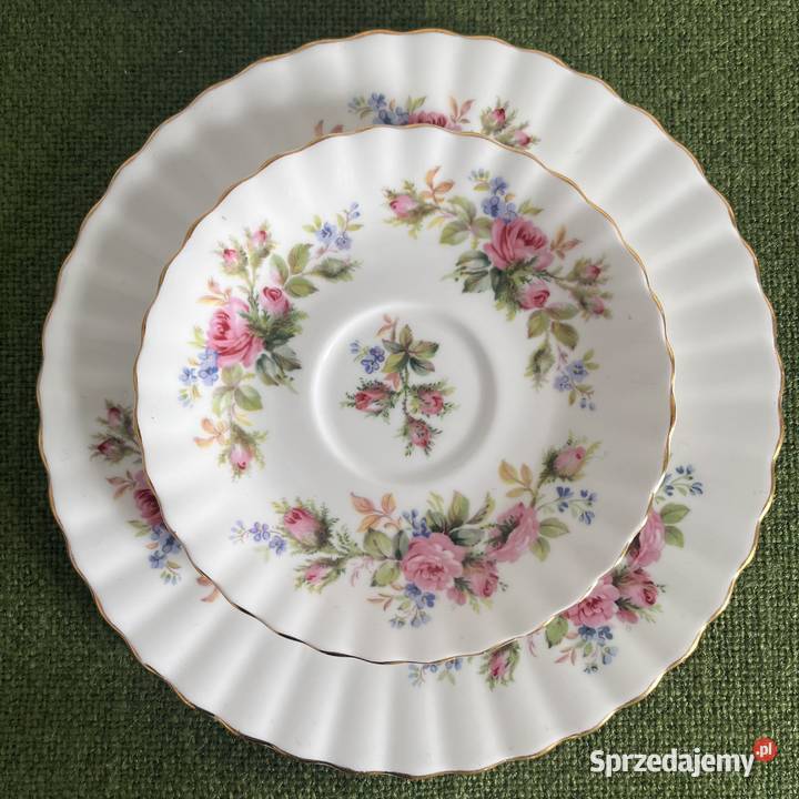 Trio z różą Royal Albert Moss Rose cukiernica Nowy Sącz sprzedam