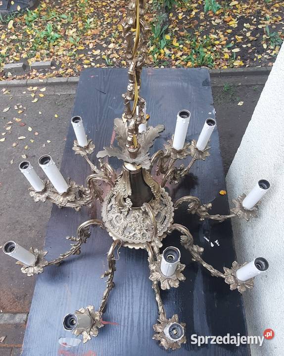 Żyrandol mosiężny 12 ramienny Poznań sprzedam