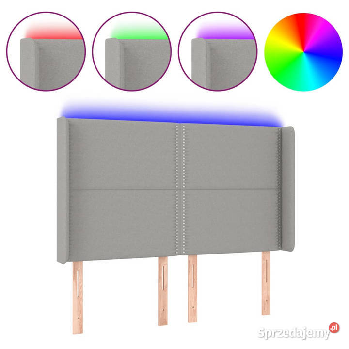 Zagłówek do łóżka z LED jasnoszary 147x16x118128 Warszawa