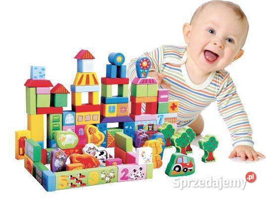 Drewniane klocki edukacyjne zestaw farma 100 Bielsk Podlaski