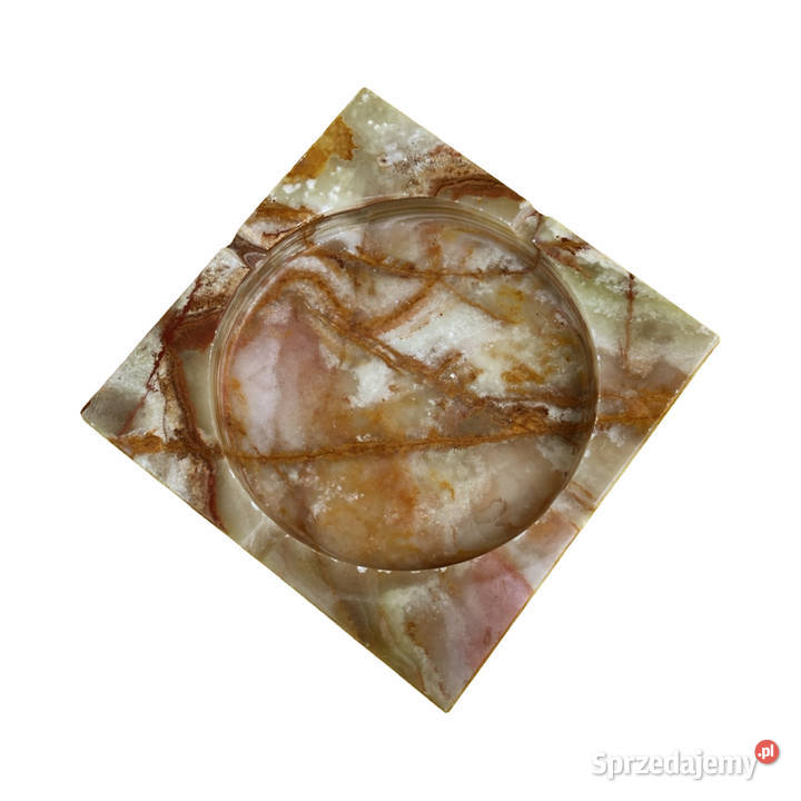 Duża kwadratowa alabastrowa popielnica Włochy Warszawa