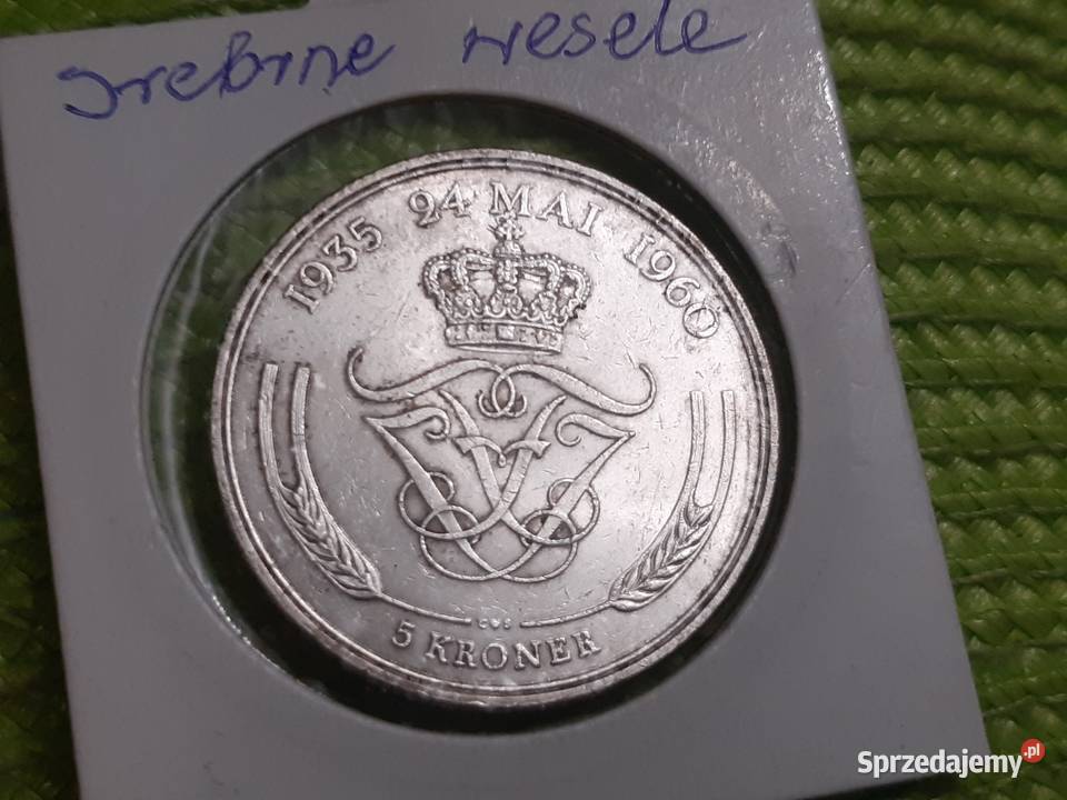 moneta srebrna Danii z 1960r podlaskie Łomża