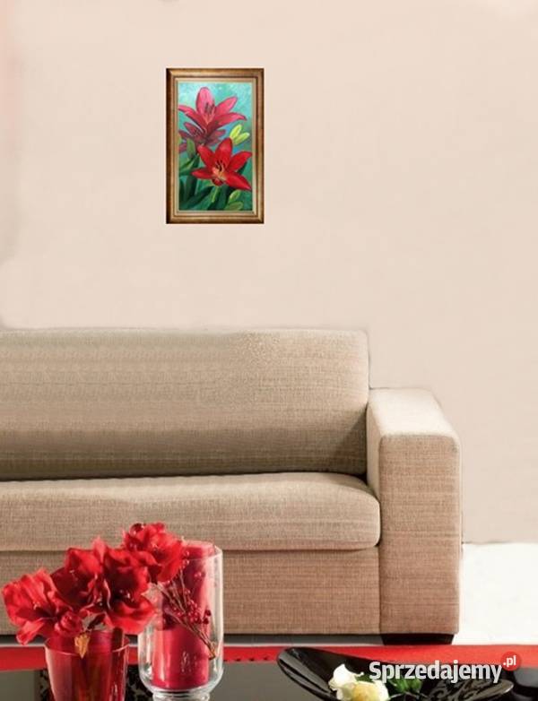 Obraz olejny Czerwone lilie Wyposażenie wnętrz lubelskie Lublin