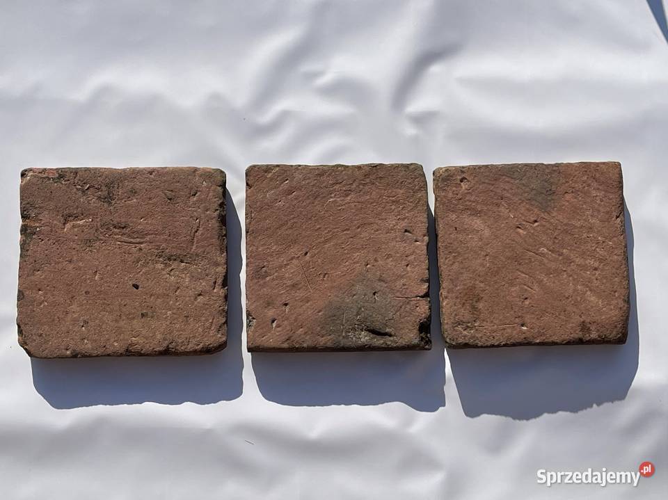STARE PŁYTY PODŁOGOWE 3 CZERWONY PIASKOWIEC Antyki Bielawa