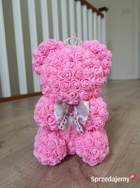 Miś z róż piankowych różowy wys 23 Otrębusy