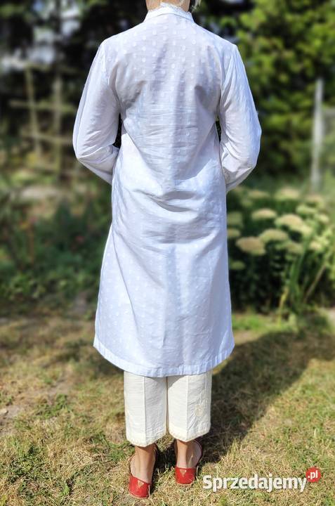 Długa biała tunika S 36 orient Indie kameez biały Szczecin