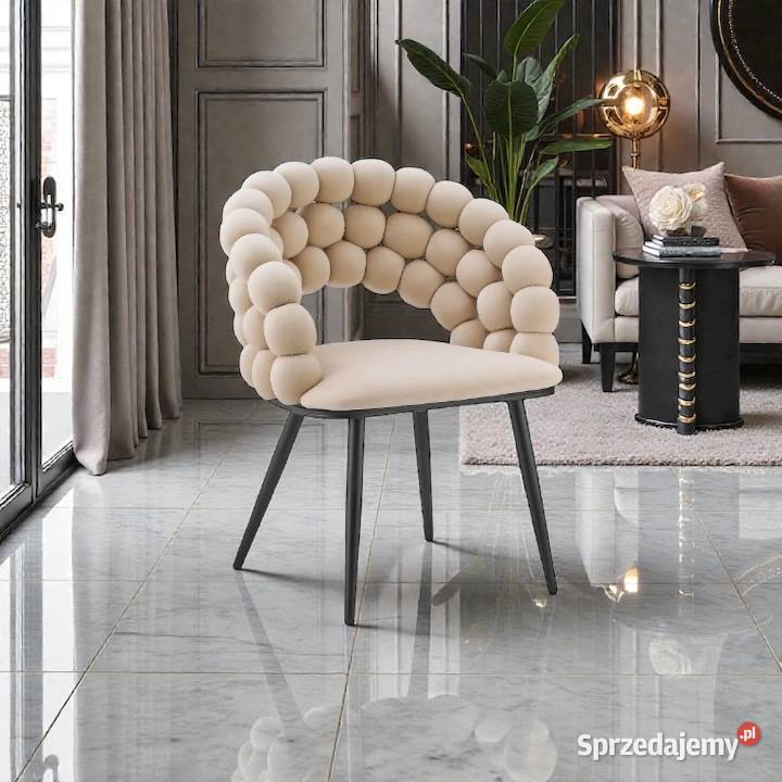 Beżowe Krzesło Tapicerowane Bubble Black Wysyłka