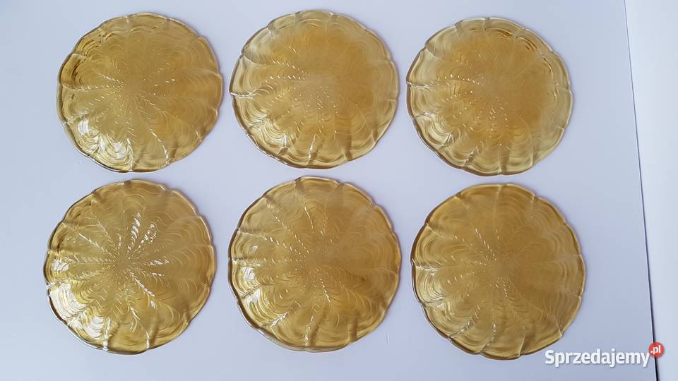 Talerzyki Fala Ząbkowice kolorowe szkło PRL Dąbrowa Górnicza