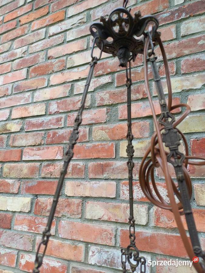 Żyrandol mosiężny metalowy z ceramiką ze