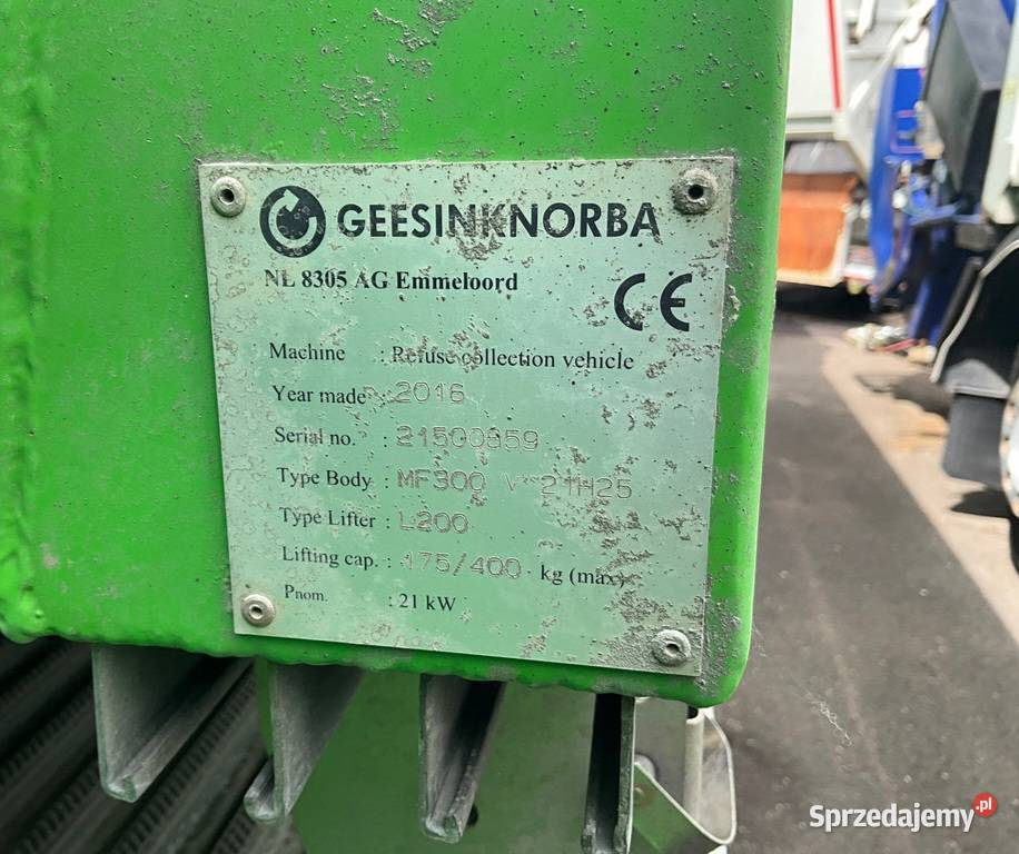 Smieciarka Geesink Norba 21m3 Scania P410 bezwypadkowy Warszawa