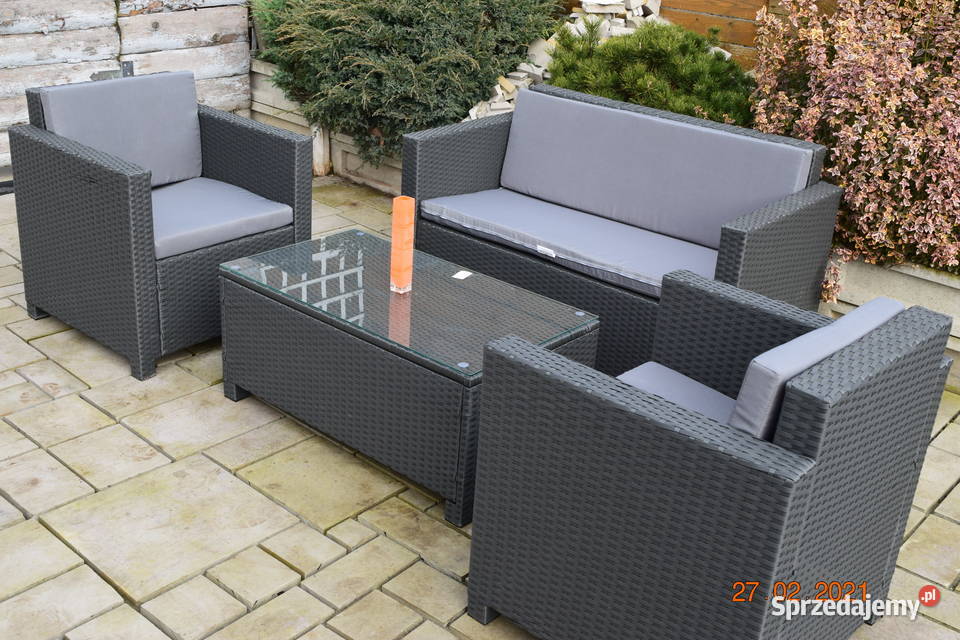 Zestaw kawowy technorattan szary sofa 2osobx2 Meble ogrodowe Bosutów sprzedam