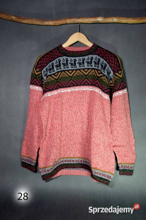 Peruwiański Artesanal Unisex Czerwony Sweter Z Kudowa-Zdrój